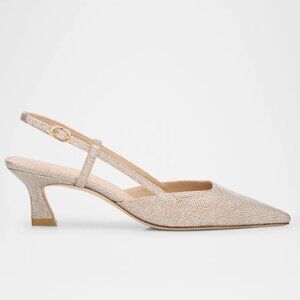 Stuart Weitzman Vinnie Metallic Kitten Slingback Pump Size 7 New
